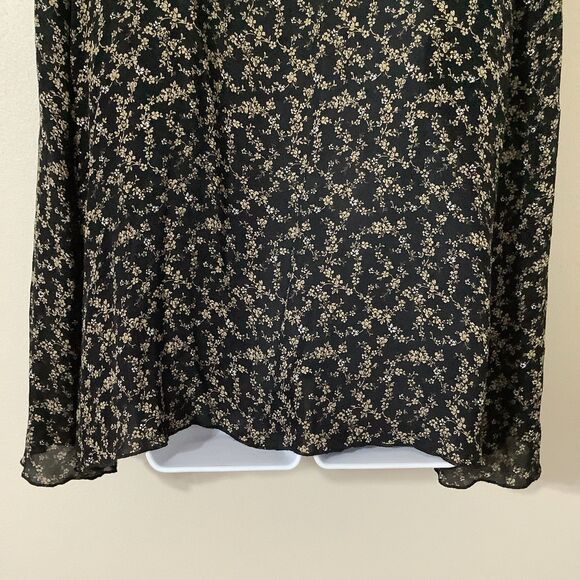 Lane Bryant Black Floral Whimsygoth Dark Cottagecore Flowy Silk Blouse 22/24 - Picture 6 of 12